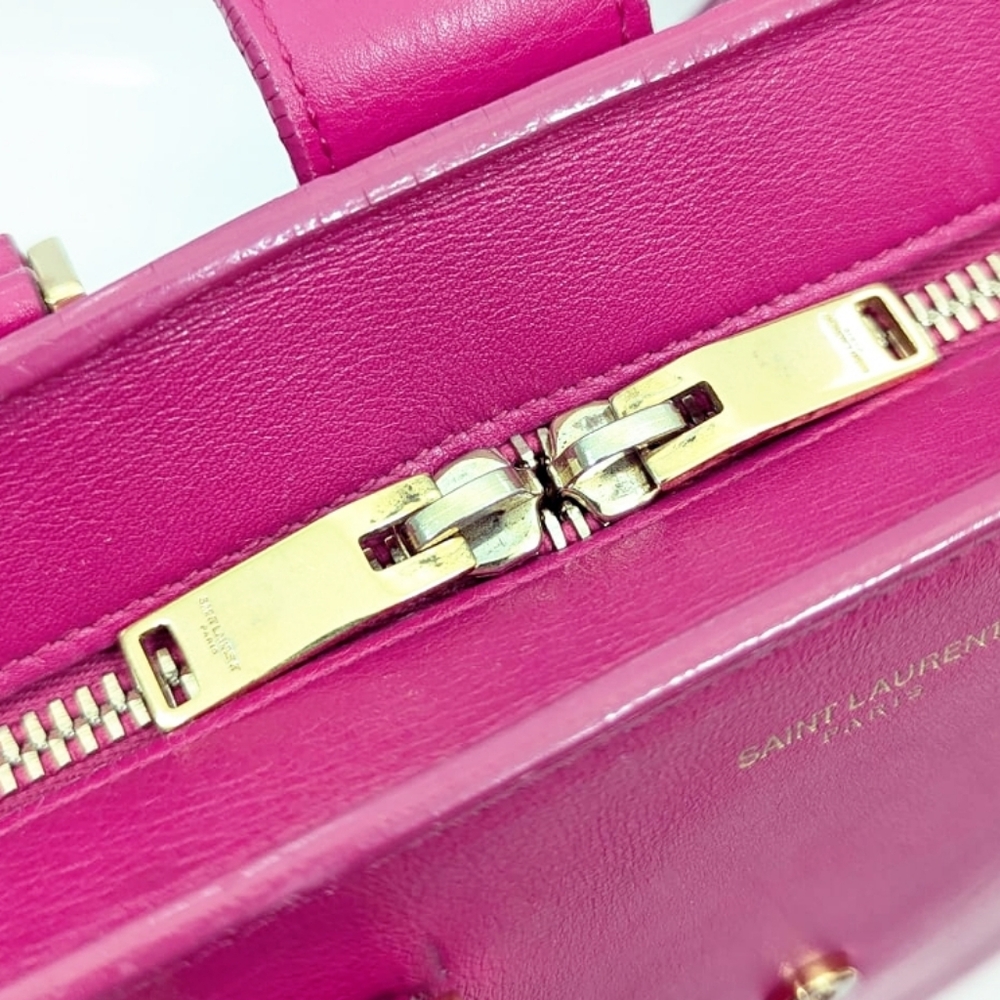 ✨️💎Authentic YSL Yves Saint Laurent Baby cabas Hot Pink Crossbody Bag - Picture 15 of 16
